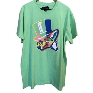 AKOO Shirt Mens Size XL Green Split Knit Short Sleeve T-Shirt Spring Bouquet NEW